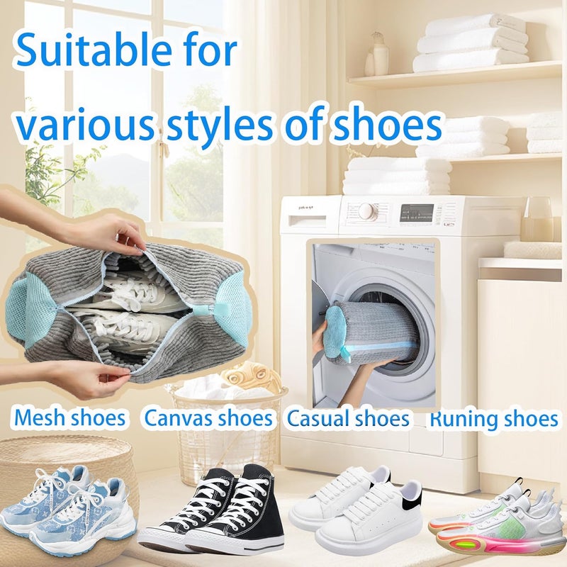 ngfhf Shoe Washing Machine Bag Laundry Shoe Bag for Washer and Dryer Reusable 2pc Shoe Cleaning Bags for Sneakers 360° Deep Cleaning Machine for All Shoes Types With Self-locking Zipper - Image 3